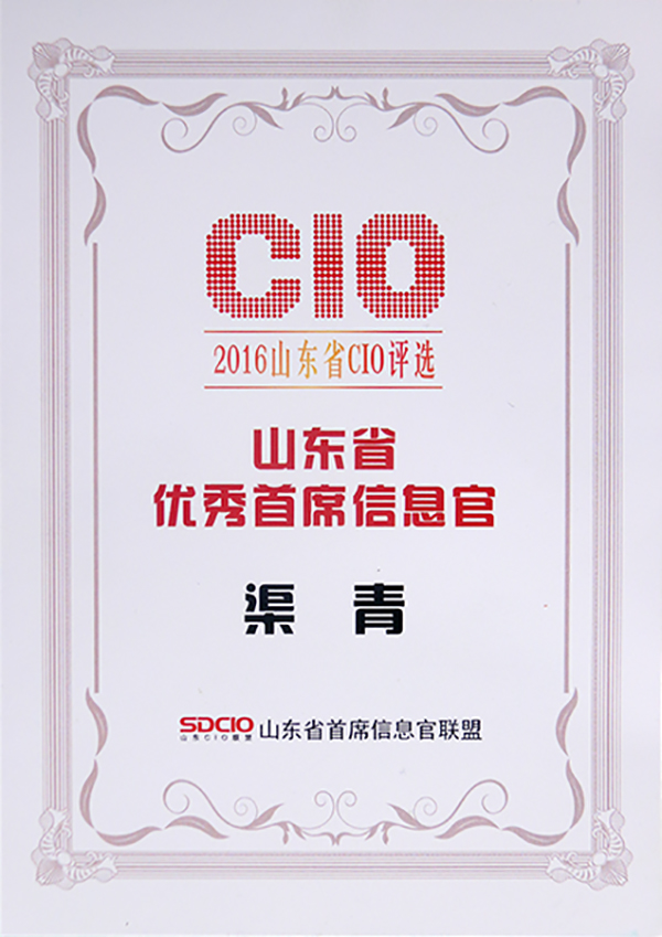 热烈祝贺中煤集团董事长被评为2016年山东省优秀首席信息官