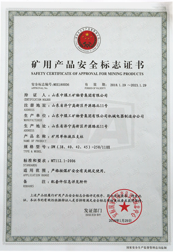 DW42-250/110X单体液压支柱