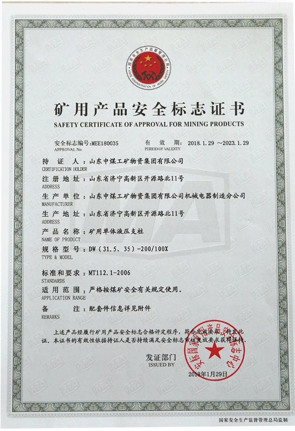 DW31.5-200/100X单体液压支柱